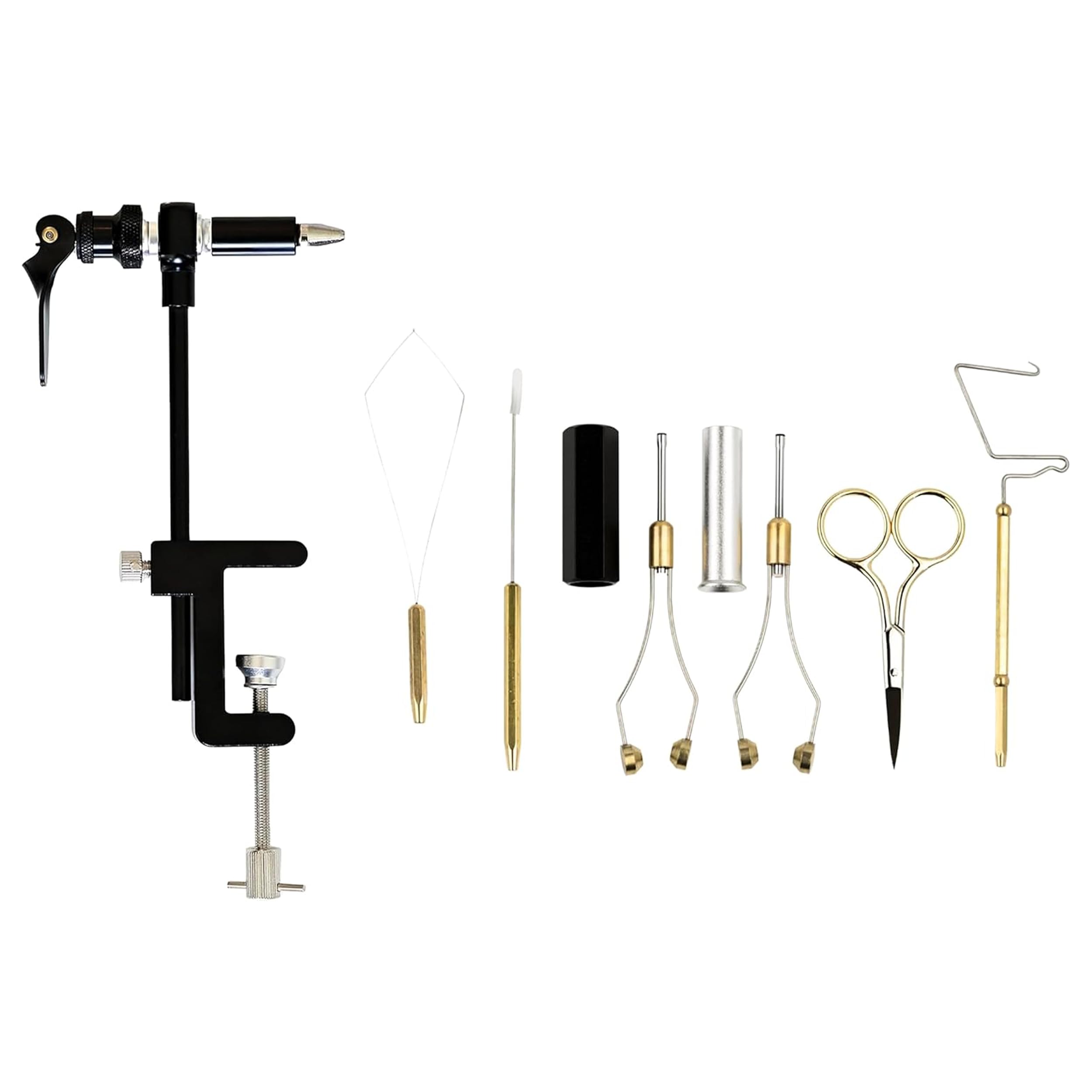 Rotary Fly Tying Vise for Beginners – 360° Sturdy Clamp Base Black Fly Vise/Complete Fly Fishing Tools Kit | Fly Tying Materials Kit | Fly Tying Kit Accessories for Fishing Enthusiasts