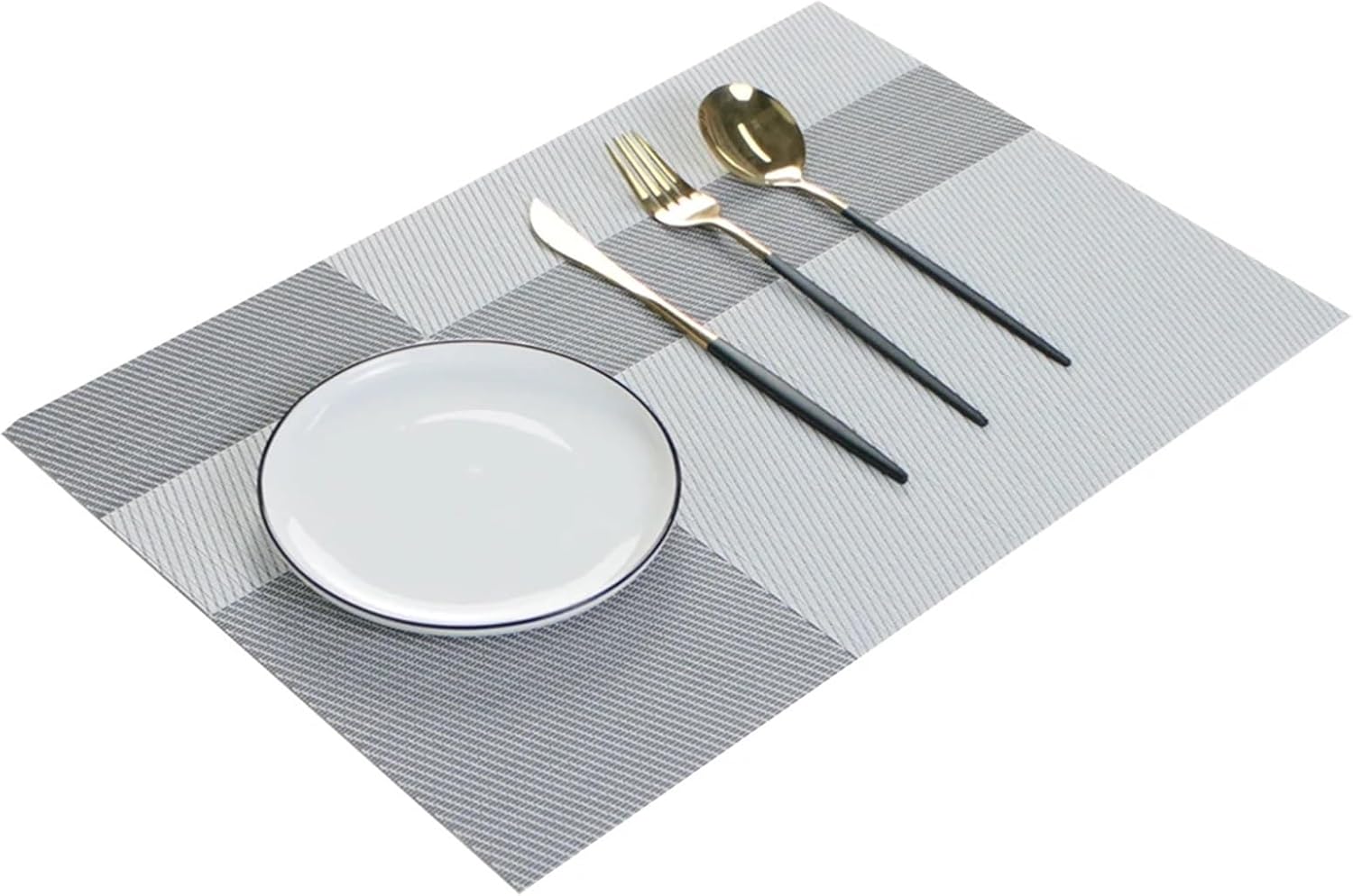 6 Pcs PVC Placemats Plastic Wipe Clean Heat Woven Non Slip Washable Rectangle for Dinner Table 30x45CM(Placemat C)