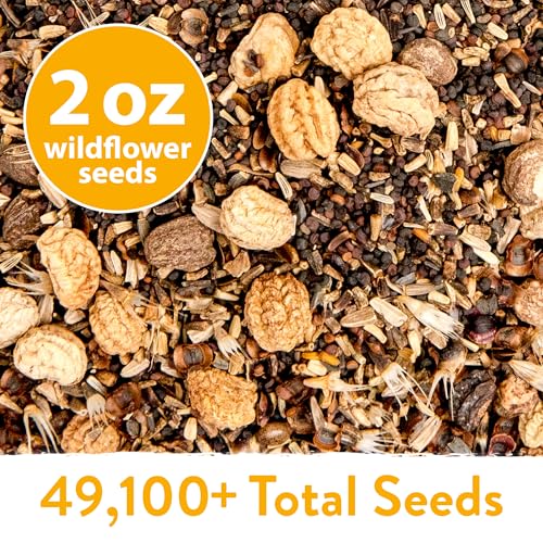 Image of HOME GROWN USA Native Wildflower Seeds Bulk Mix | 49,100+ Non-GMO Annual Flower Seed for Planting | 21 Varieties for Bee & Butterfly Garden Pack | 2 oz