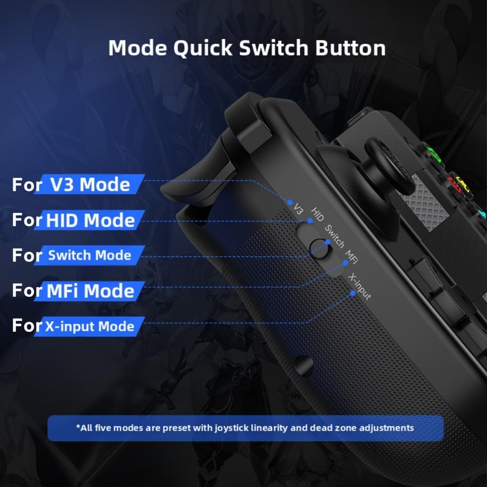 Controlador de juego móvil Bluetooth, versátil y elástico con joystick de efecto Hall para iOS, interruptor (negro)