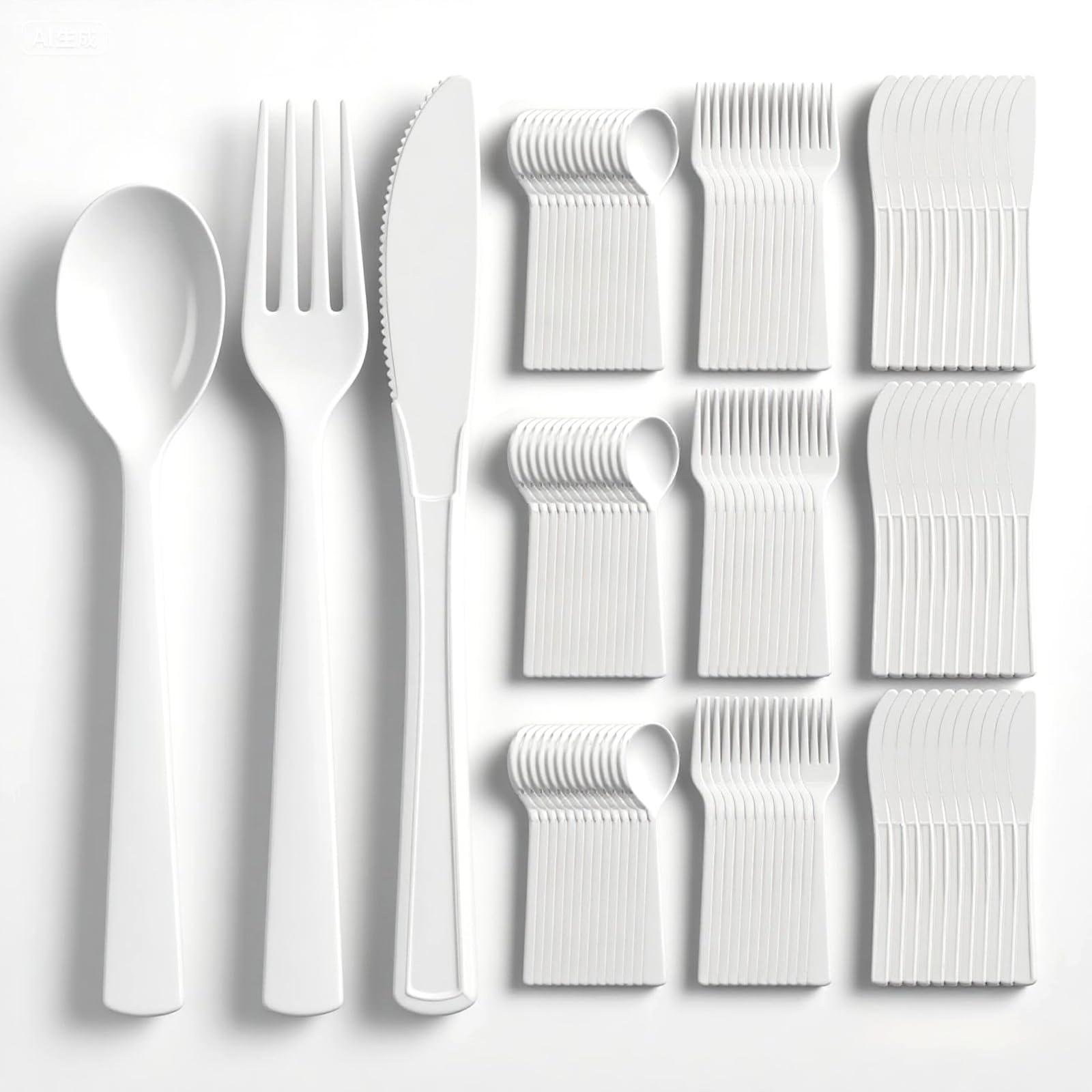 EI 360pcs White Plastic Silverware,Plastic Silverware Heavy Duty,Disposable Plastic Cutlery,Plastic Utensil Sets,Fancy Plastic Silverware include