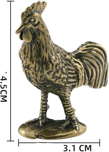 Miniatura 6 de DTREEL Figuras en miniatura modelo gallo de latón, bronce interesantes animales zodiaco, estatua de pollo, escultura de escritorio, bonsái, hogar,