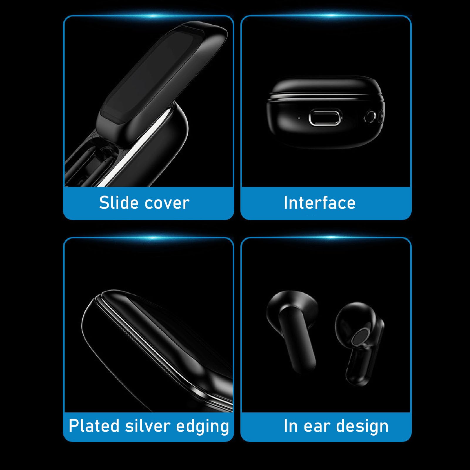 Bezprzewodowe Słuchawki Douszne, Ekran Dotykowy HD, Słuchawki Bluetooth, Wbudowany Odtwarzacz MP3 z Etui ładującym, Słuchawki Douszne z redukcją Szumów, do Uprawiania Sportu