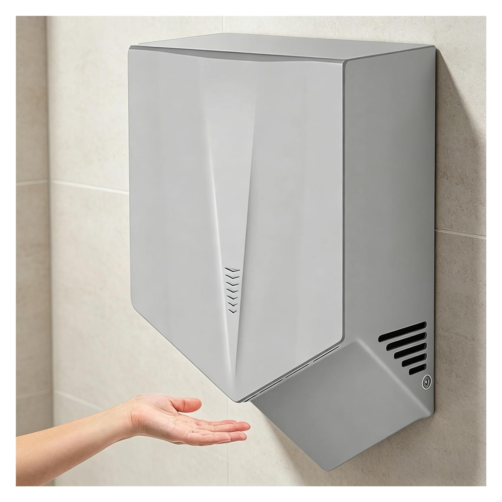 Asciugamani Asciugamani Elettrico 1500W,Asciugamani A Parete con Sensore,Asciugatura Rapida 5-8 S,Bassa Rumorosità,per Bagni, Ufficio E Locali Pubblici(Silver)