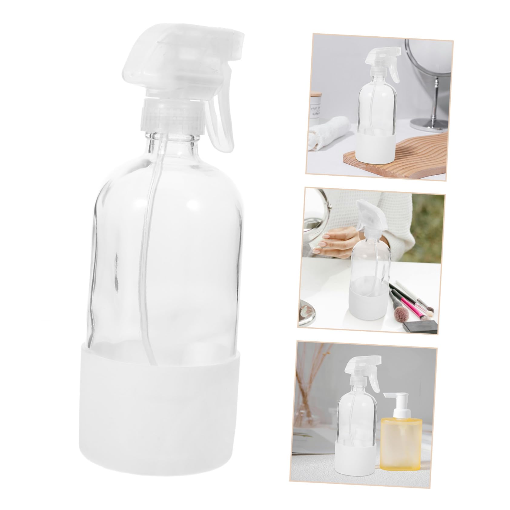 Mikinona Sprühflaschen Leicht und Handlich 500ml aus Glas mit Silikonschutz 2 Stück Weiße Feinnebel Wassersprühflaschen für Pflanzen und Haushalt