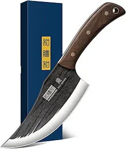 HOSHANHO 6 Inch Viking Knife, High Carbon Steel Japanese Kitchen Chef Knife, Hand Forged Butcher Knife for Meat Cutting, Multipurpose Cooking Knives for Home & Camping & BBQ