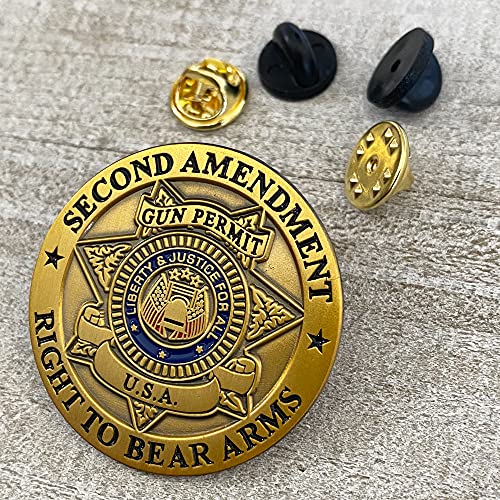 Second Amendment - Right To Bear Arms - Metal Double Clutch Collector Lapel Pin4