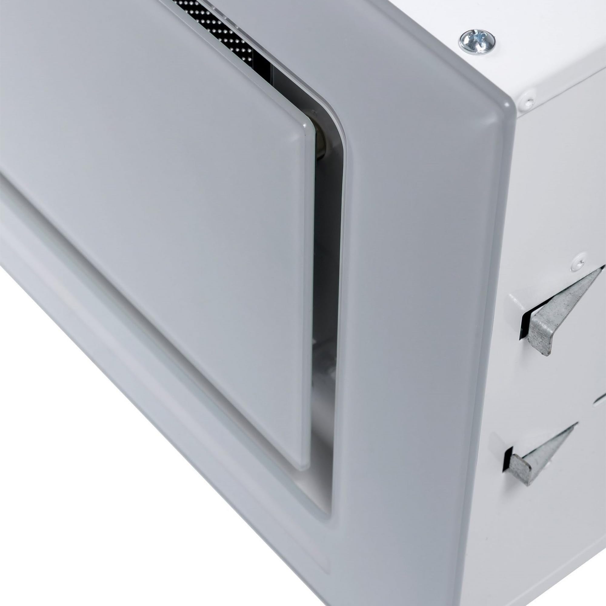 Gurari Cappa aspirante da incasso 217, in pietra ventilata, cappa da soffitto 70 cm, telaio e pannello frontale in vetro bianco, 3 livelli, 1000 m³/h, LED, 6 Watt, telecomando