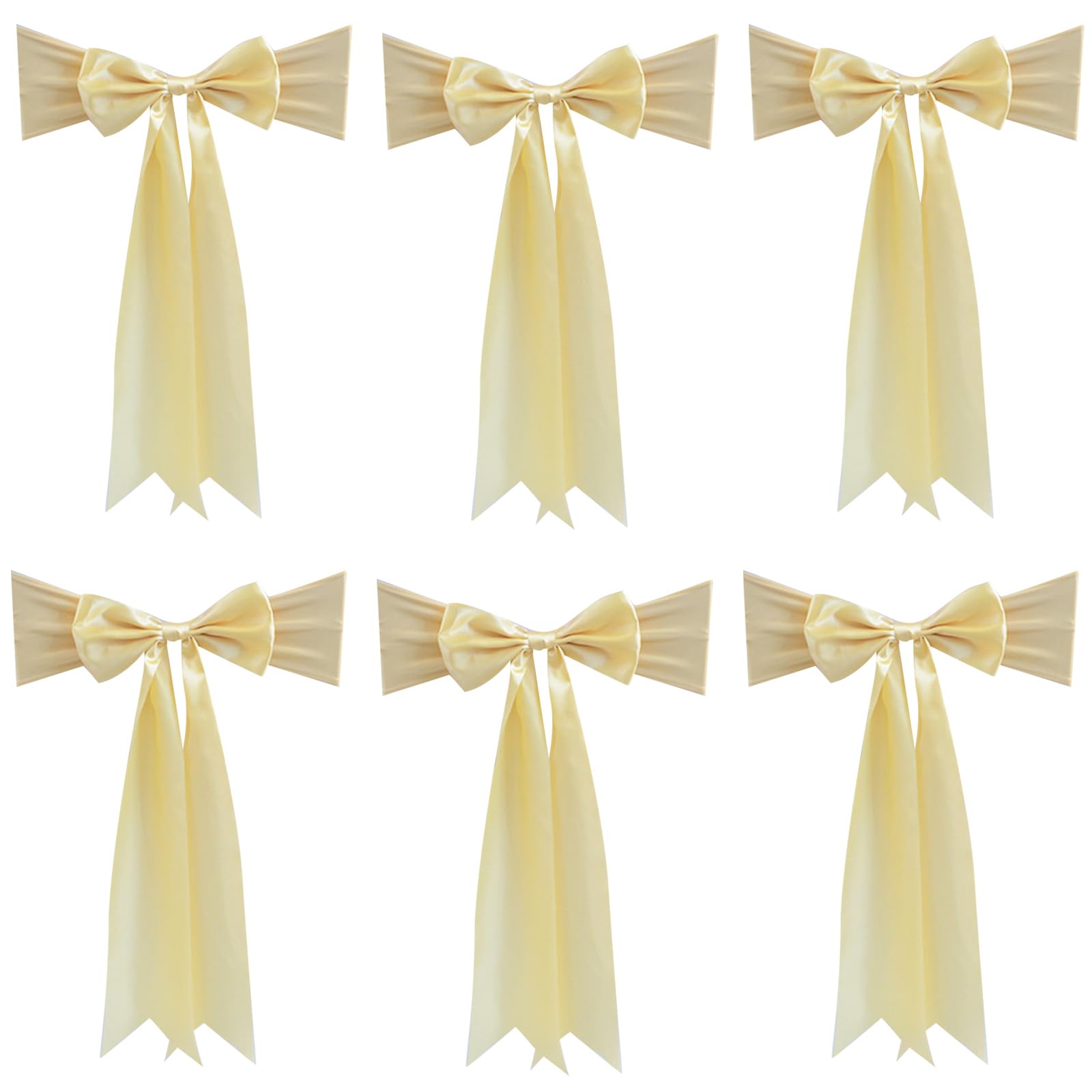 Carotoe Champagne Polyester Chair Back Embellishment With Long Tail Chair Back Decoration 1 / 6Pcs Accessory