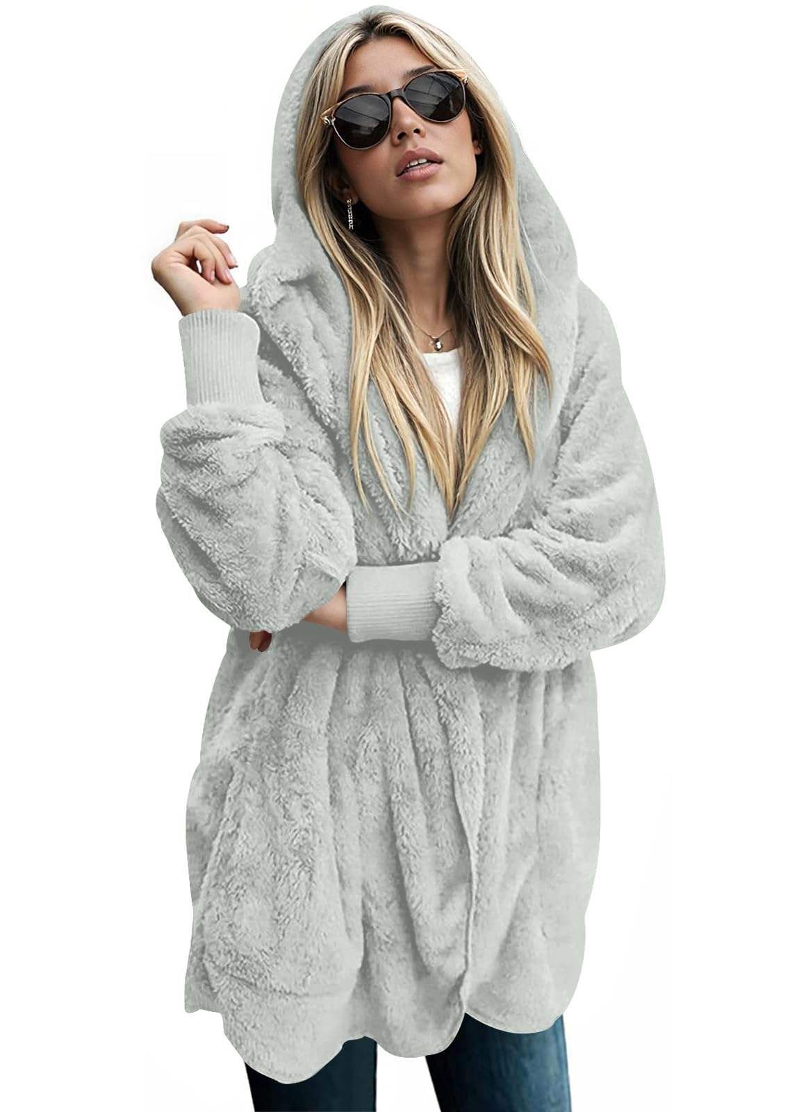 LONGYUAN Womens Jacket Winter Coats Hooded Cardigan Fleece Sweaters