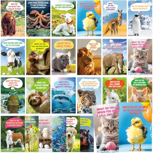 Treasure Cove Funny Animal Joke Cards Humorous Animal Greeting Card 24Pcs