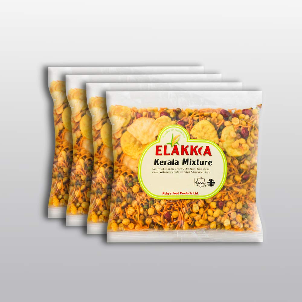 Elakkia Sri Lankan Kerala Mixture 175 g, Pack of 4, Healthy Snacks, Vegan Friendly, Gluten Free, No Artificial Flavours or Preservatives Added