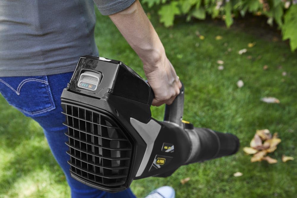 Alpina Akumulatorowa dmuchawa do liści ABL 20 Li Kit, do zadbanego ogrodu, akumulator 20 V (4 Ah), 280 W, oszczędzająca miejsce zdejmowana rura, w zestawie akumulator i ładowarka.
