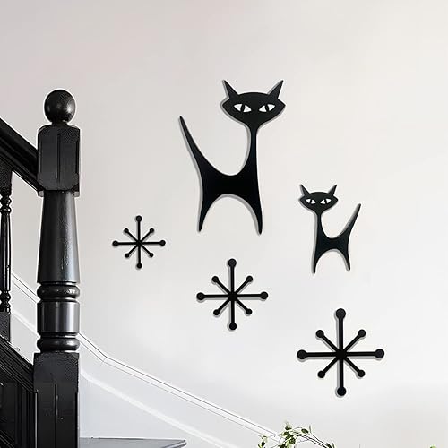 Miniatura 8 de LiveinUrban 9 paneles decorativos de pared modernos de mediados de siglo, calcomanías de pared estéticas bohemias para decoración de dormitorio,