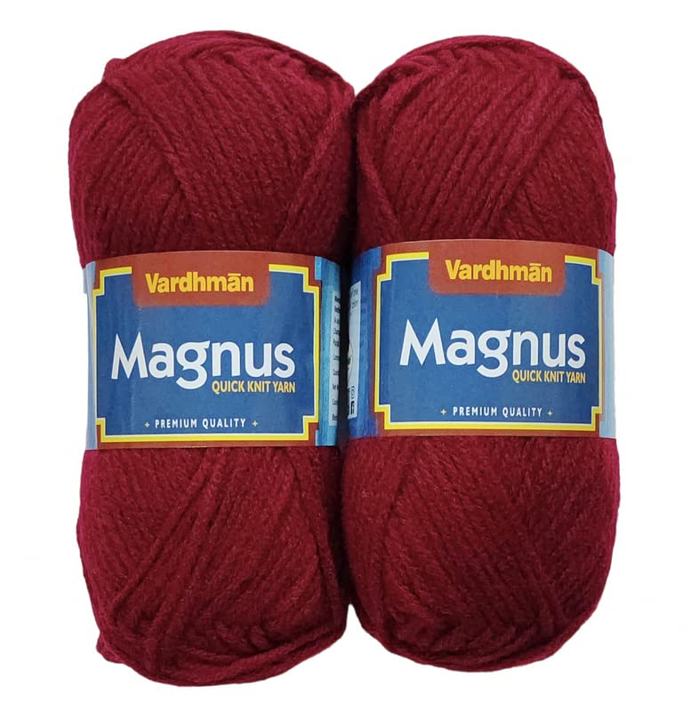 Vardhman Magnus Wool, 200 gm Thick Yarn (1 Ball /100 gram Each) Best Used with Knitting Needles, Crochet Needles Wool Yarn for Knitting Dyed Shade no- 21