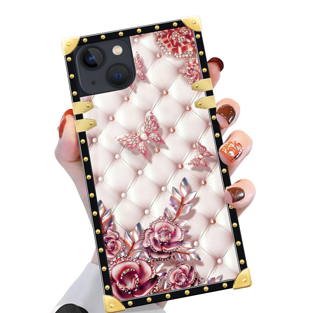 Yuning419 Case Compatible with iPhone 15 Plus Case,Luxury Soft TPU & Hard PC Back for Girls Women,Shockproof Protective Cover,Butterfly Diamond