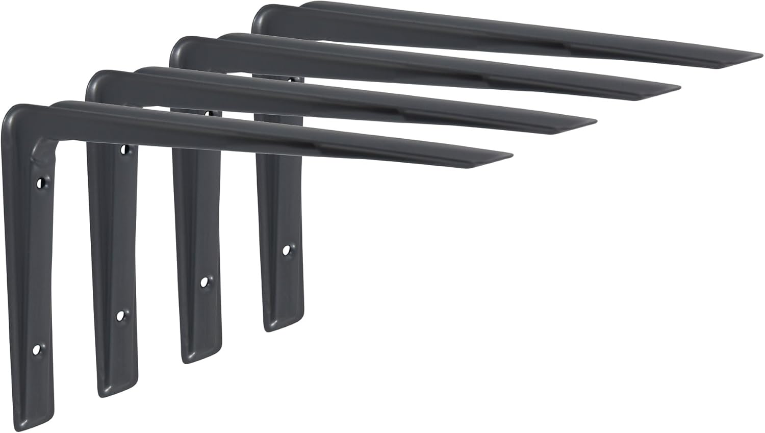 Pluto Grey Metal Steel Shelf Support Wall Brackets 220mm x 320mm x 25mm (Grey - 220mm x 320mm, 4, Pack), Gray