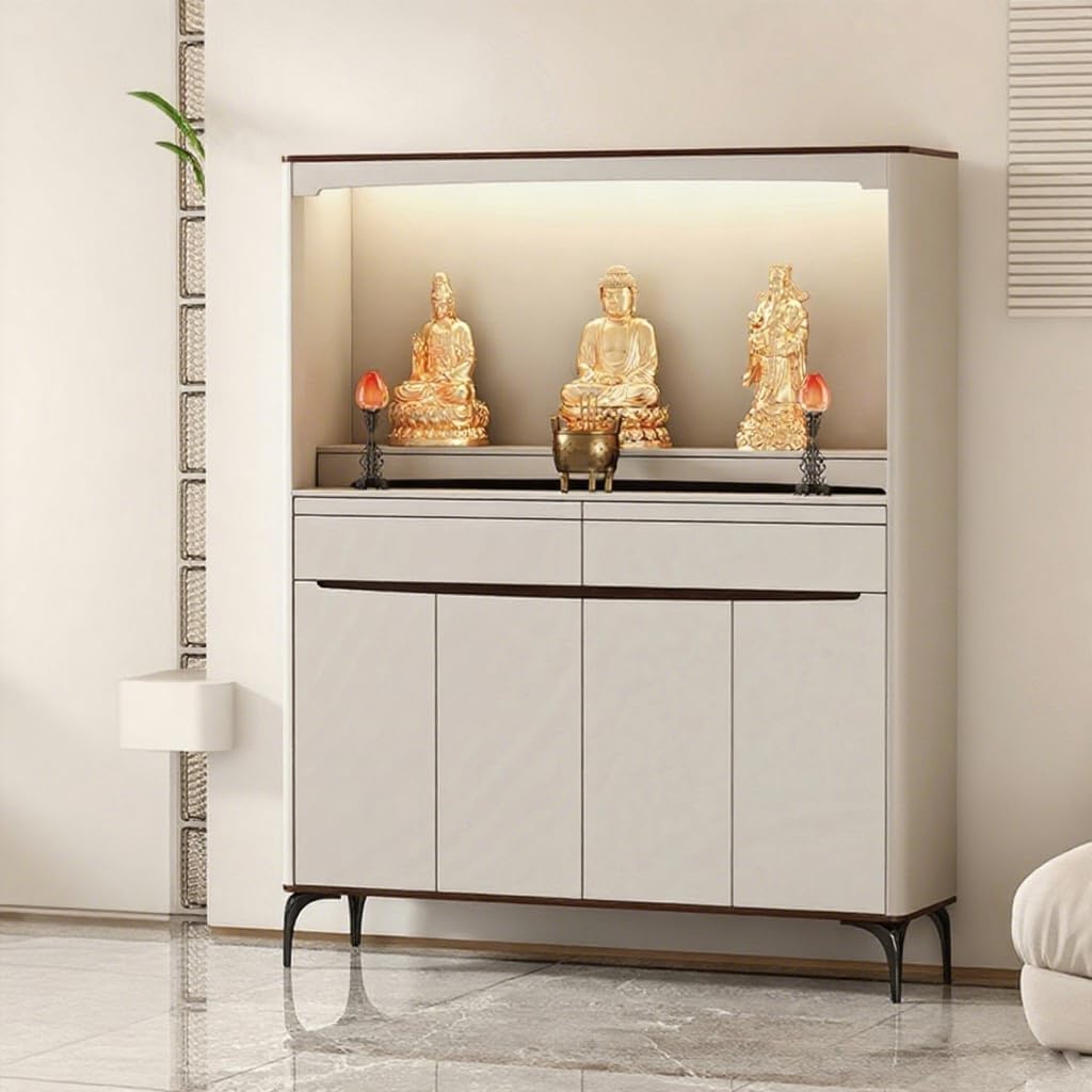 Buddhist Altar New Chinese Style Cabinet with Storage, Shrine Altar Table, Buddha Niche Chinese Cabinet, Meditation Pedestal Offering Table, Meditation (135x40x188.5cm)