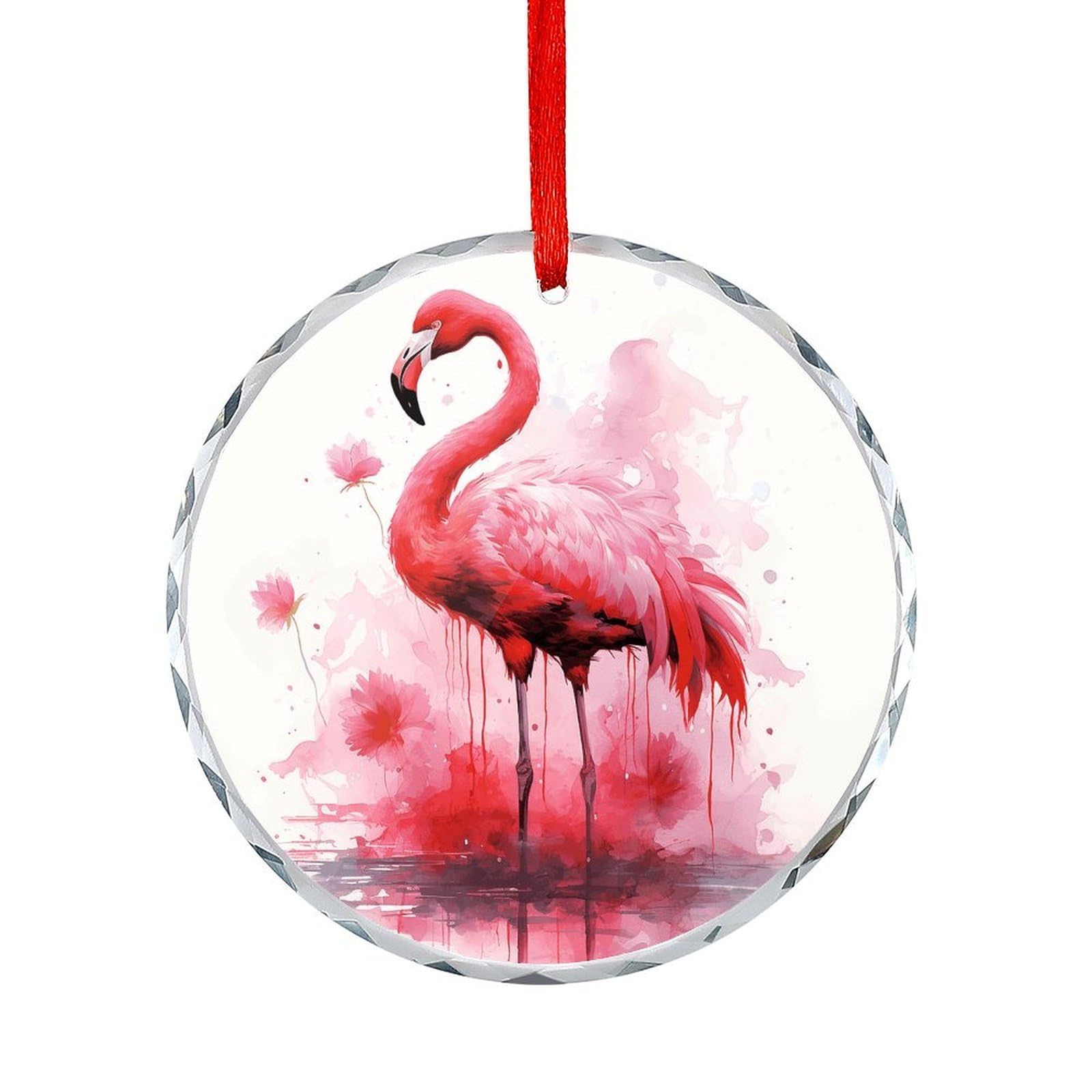 Fodpand Women's Style Flamingo Watercolor Round Glass Ornament Keepsake Gift Exchange Ideas Car Decor,Christmas Ornaments For Tree Window Garden Ornaments