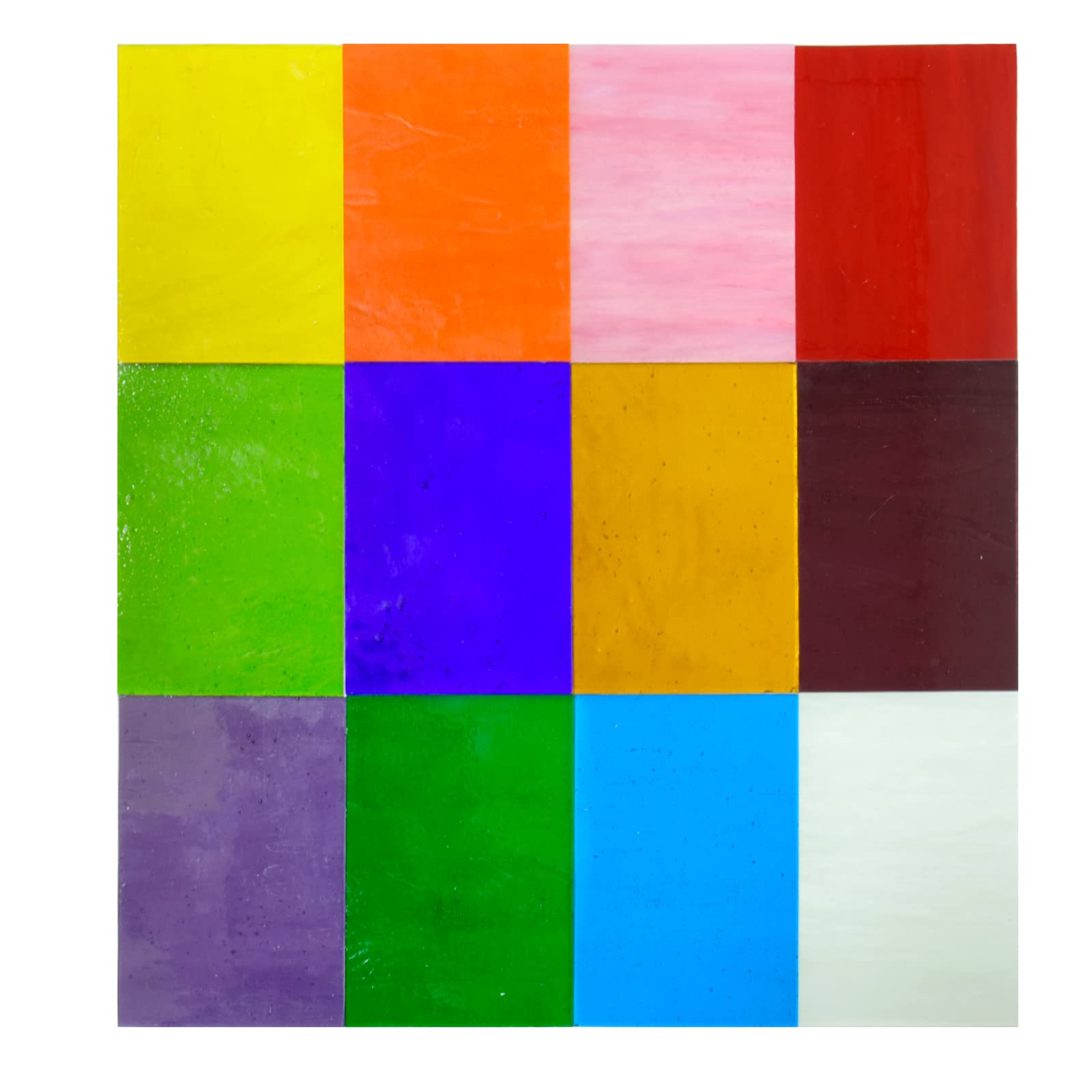 Hojas de vidrio de color de texturas mixtas de 4 x 6 pulgadas de vidrio de catedral para manualidades y fabricación de mosaicos, 6 x 4 pulgadas, 12 texturas variadas (transparente-A)