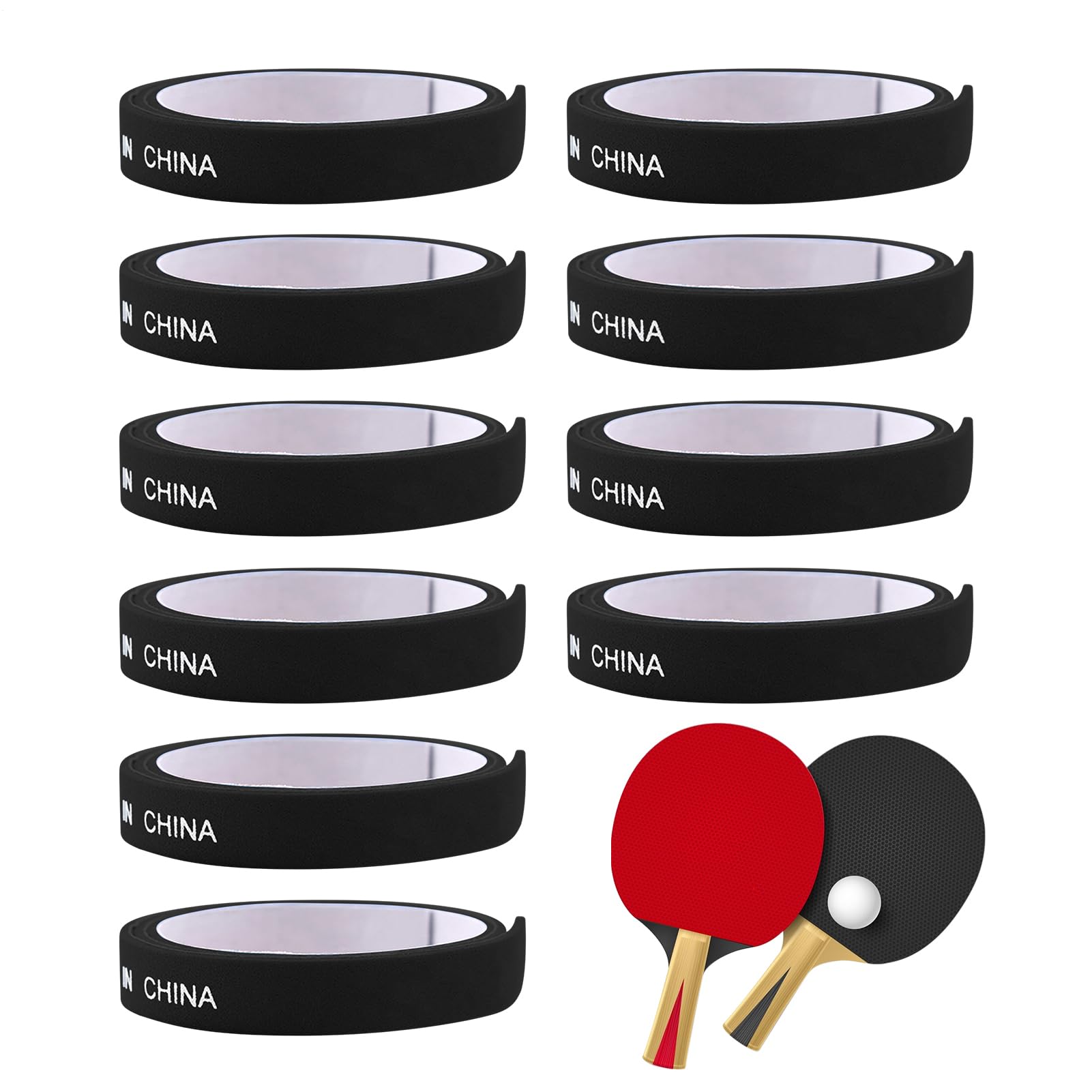 Cinta Protectora Lateral para Paletas de Pong | Pack de 10 Cintas para Bordes de Paletas de Pong,Accesorios Deportivos Antichoque para Competiciones, Entrenamientos Y Partidos