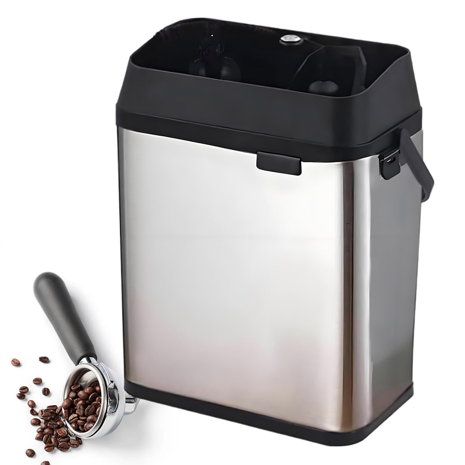 YXYLJOZ Electric Espresso Coffee Knock Box Automatic Portafilter Cleaner Machine for Cleaning Espresso Coffee Puck Espresso Accessories Tools for Commercial & Home (Silver)