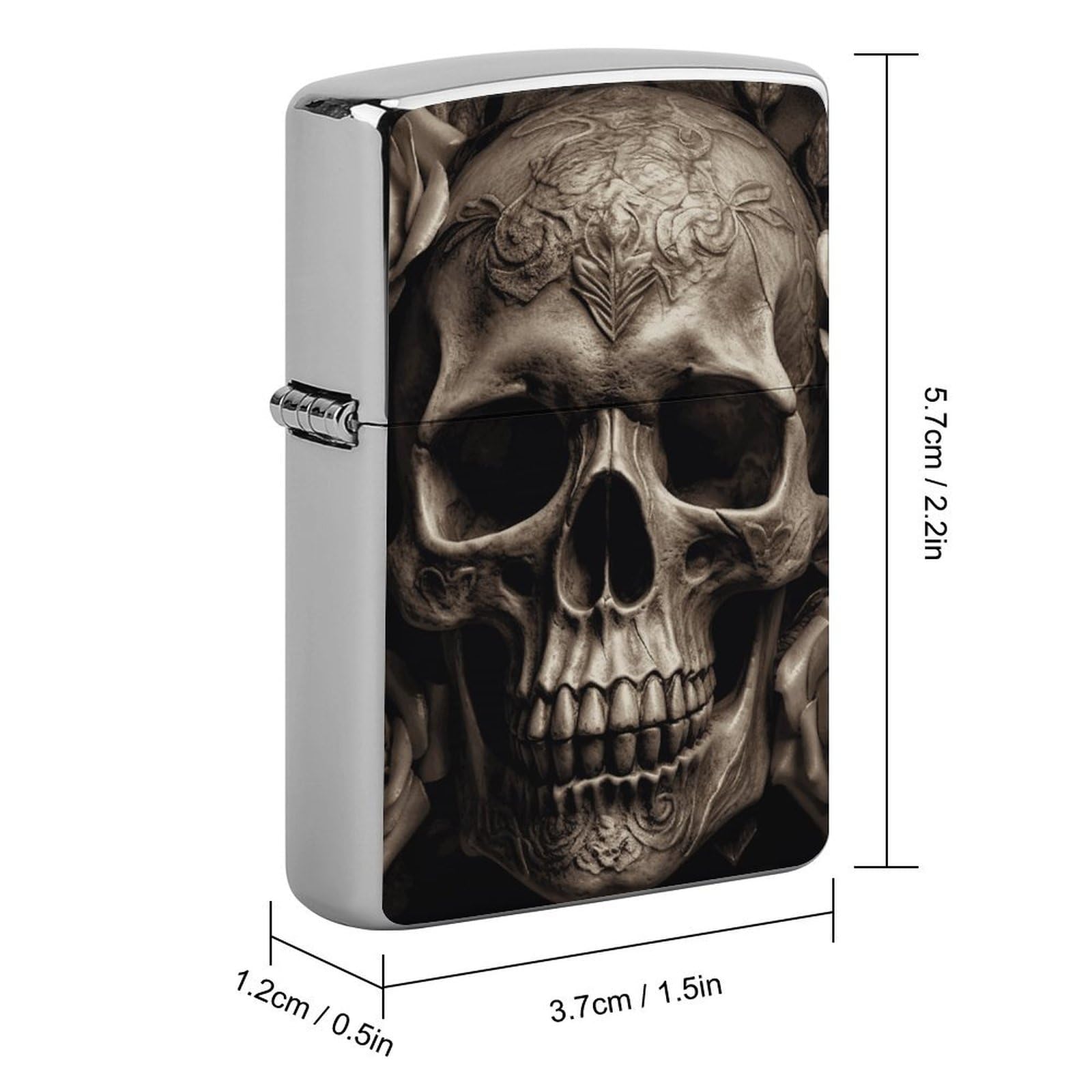 Amazon.com: Leather Rose Skull Metal Lighter Case Windproof