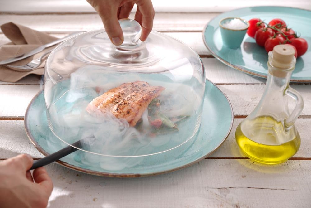 HENDI Campana para ahumar alimentos y presentar platos, compatible con pistolas e infusores de humo, con junta de sellado, ⌀275x(H)140mm, vidrio transparente