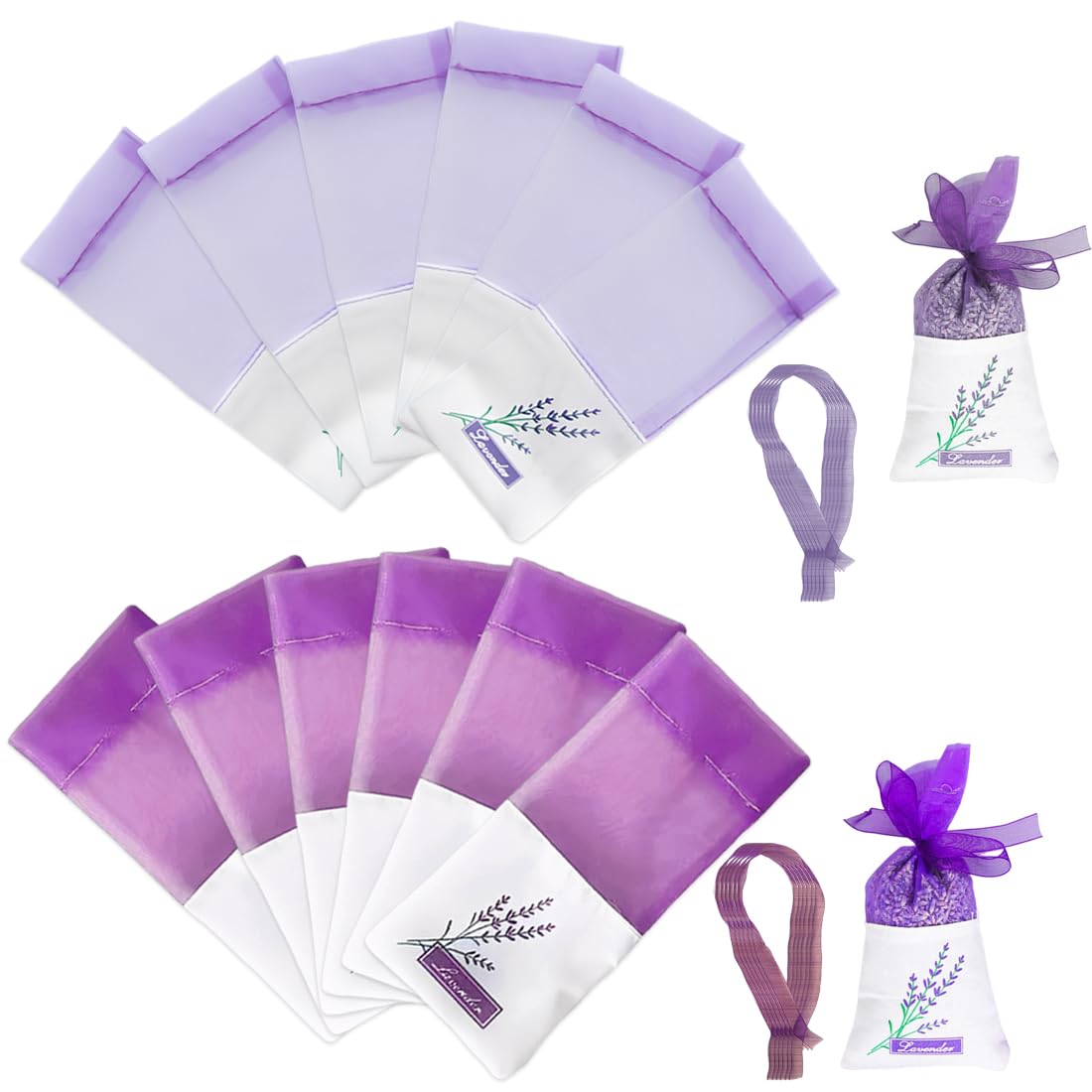 YUZNA Lot de 12 Sachet Sacs Vides en Coton Violet, Sachet Tissu pour Lavande avec Cordon de Serrage,Lavande Vide, Sachet Lavande pour Épices, Herbes et Armoires