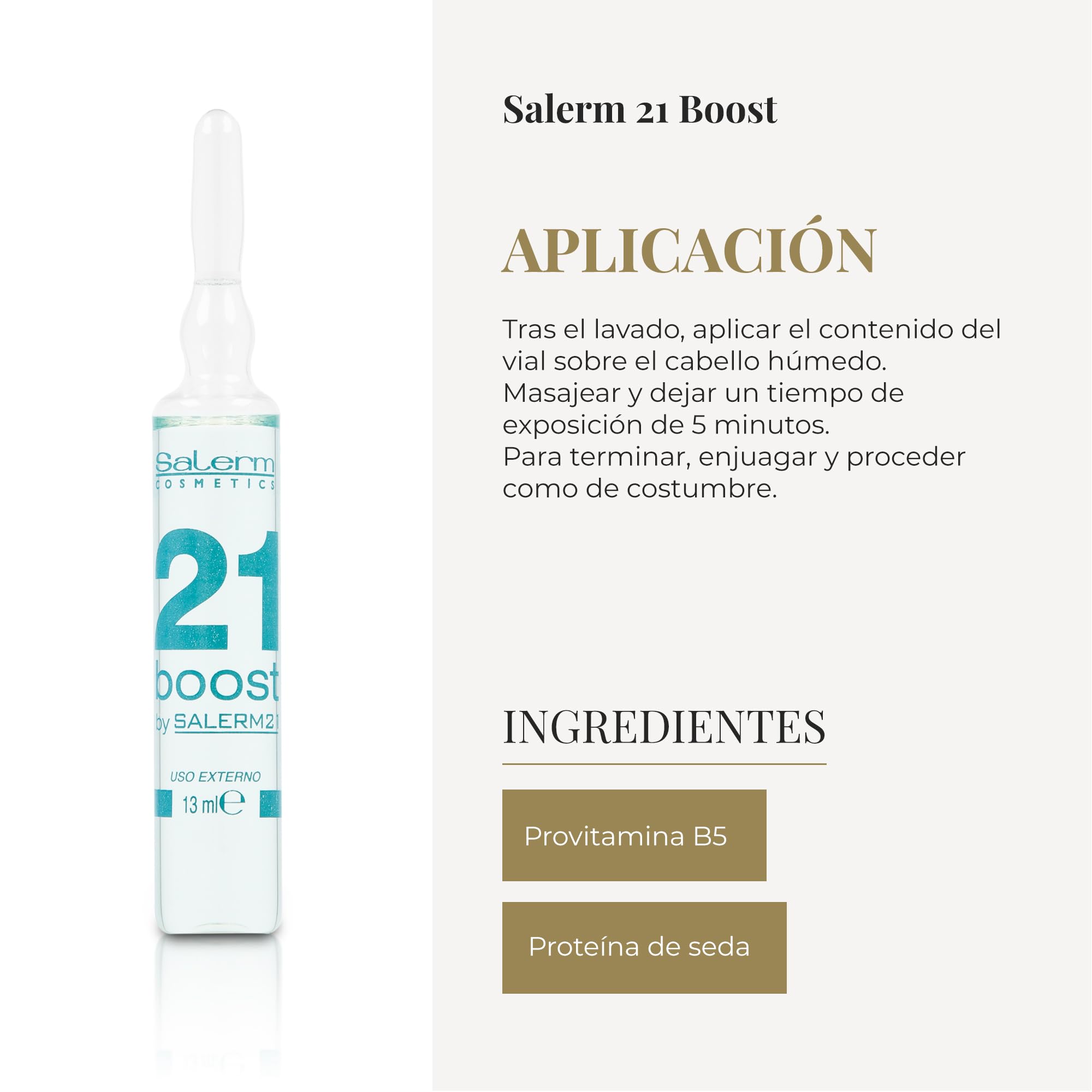 SALERM - Mascarilla Capilar Concentrada - Salerm 21 Boost Ampollas Hidratantes para el Cabello - 8 x 13 ml - Repara el Cabello - con Protector Térmico - Antipolución y Anti Frizz