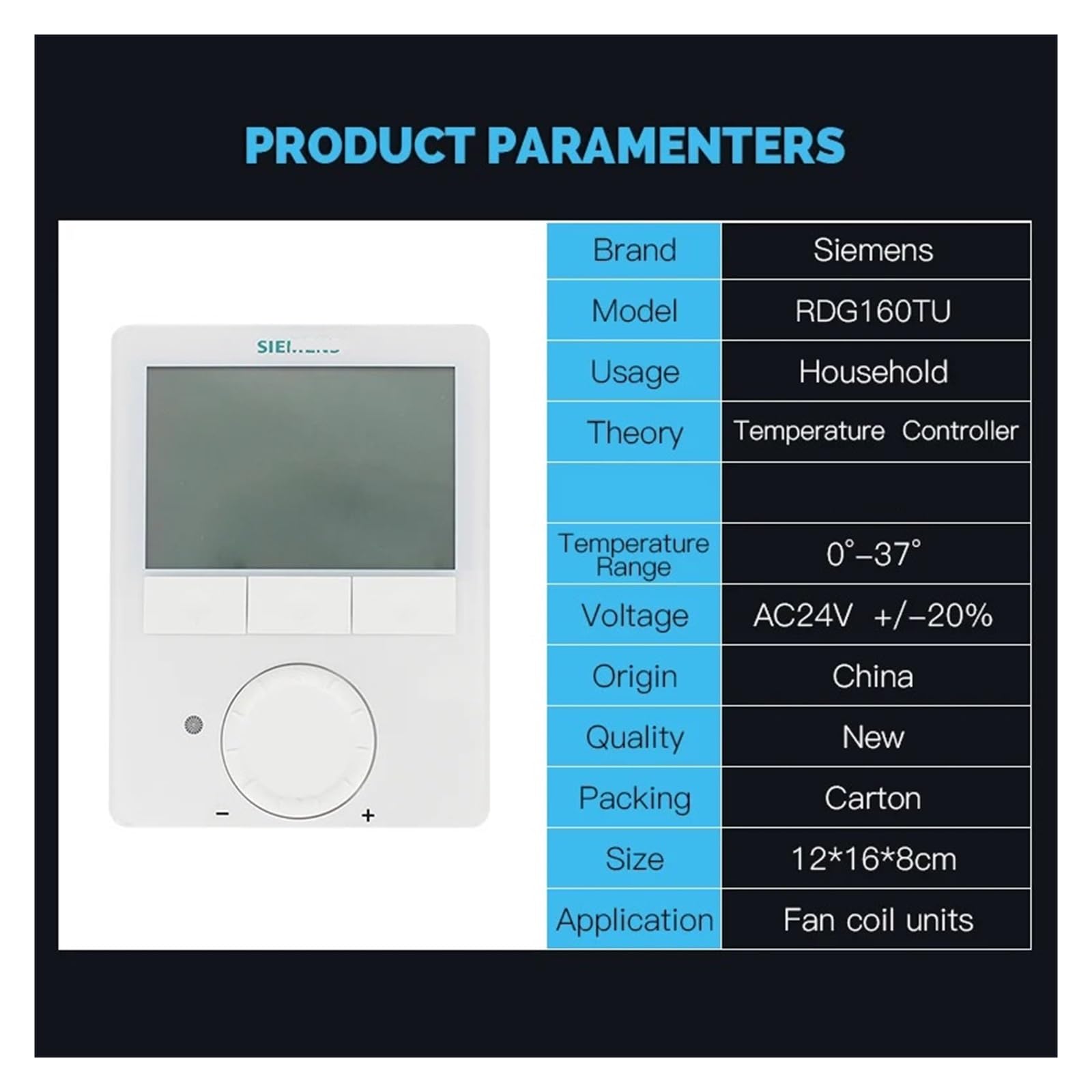 Termostato De Pared con Pantalla LCD E Interruptor De Control De Sensor De Humedad Incorporado. Compatible con Siemens RDG160TU