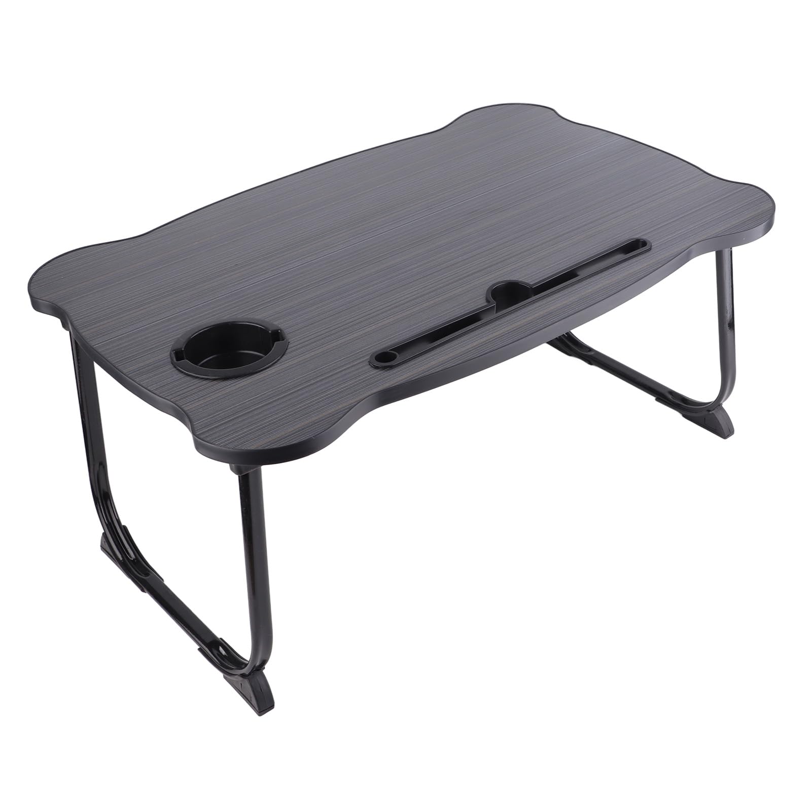 Tavolo da letto pieghevole portatile con portabicchieri, vassoio ideale per la colazione per uso portatile, perfetto per studenti e casa, 60 x 40 x 28 cm, nero, design multifunzionale