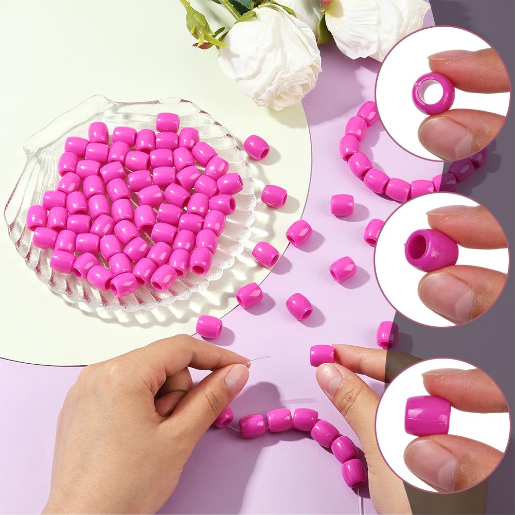 SUNNYCLUE 1 Box 120Pcs Pink Braid Beads Hair Loc Beads ABS Plastic with 6.5mm Hole Focal Dreadlock Hair Decoration European Loose Bead for Jewellery Making Braid Clips Accessories DIY Crafts Adults - Image 3