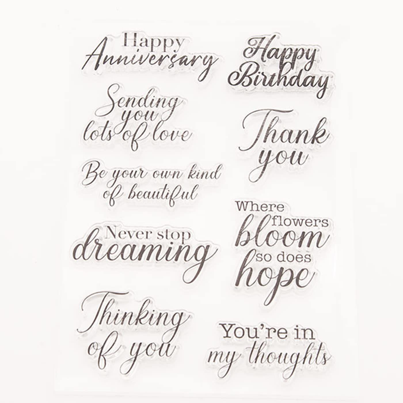 Arbuya Phrase Sentiment Clear Stamps for Card Making or Journaling, Anniversary Birthday Thank You Rubber Stamps for Journals Paper Crafting DIY Scrapbooking Decoration