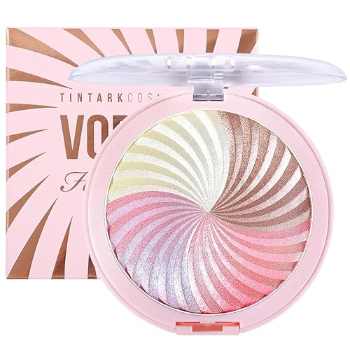 Paleta de resaltadores Vortex de gran tamaño de 4 pulgadas para cara, cuerpo, mejillas, ultra brillante, compacto, sin talco, iluminador brillante