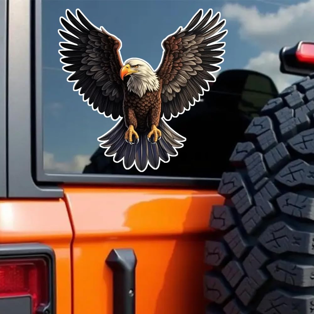 Lot de 2 autocollants en vinyle de 13 x 12,5 cm avec aigle volant - Imperméables - Décoratifs pour voitures, ordinateurs portables, motos, camions et vitres de fenêtre - #DZ187 - 5