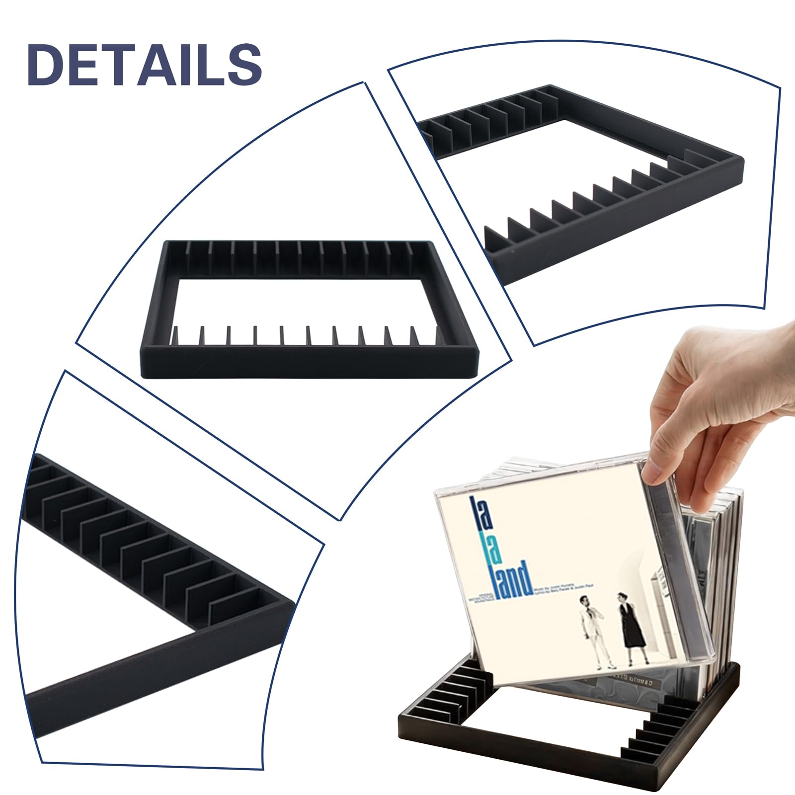 Lot de 2 Rangements à CD pour 24 CDs, Petit Organisateur en Plastique pour CD, Support Média pour Étagères du Salon, Bureau, Chambre, Noir