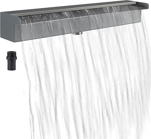 Miniatura 1 de Fuente de piscina de acero inoxidable 304 con conector, derrame de agua rectangular de 12 pulgadas para piscina, jardín, estanque al aire libre, spa