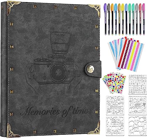 ZEEYUAN Leder Fotoalbum 60 Seiten zum Selbstgestalten Nieten Scrapbook...