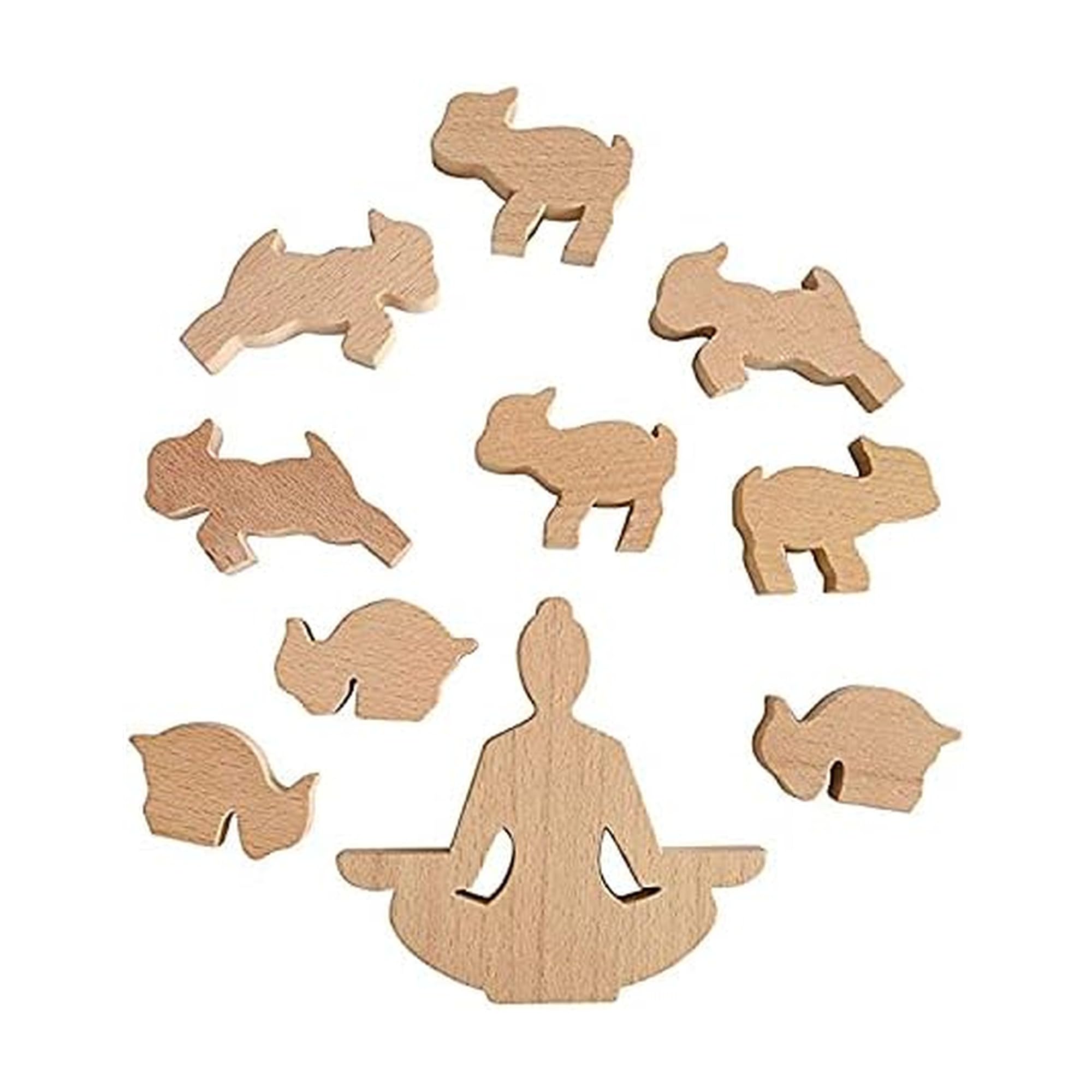 Genuine Fred Goat Yoga Wooden Stacking & Balance Game, Creative Game for All Ages, Solid Wood with Muslin Storage Bag, Enhance Focus and Problem Solving, Great White Elephant or Zen