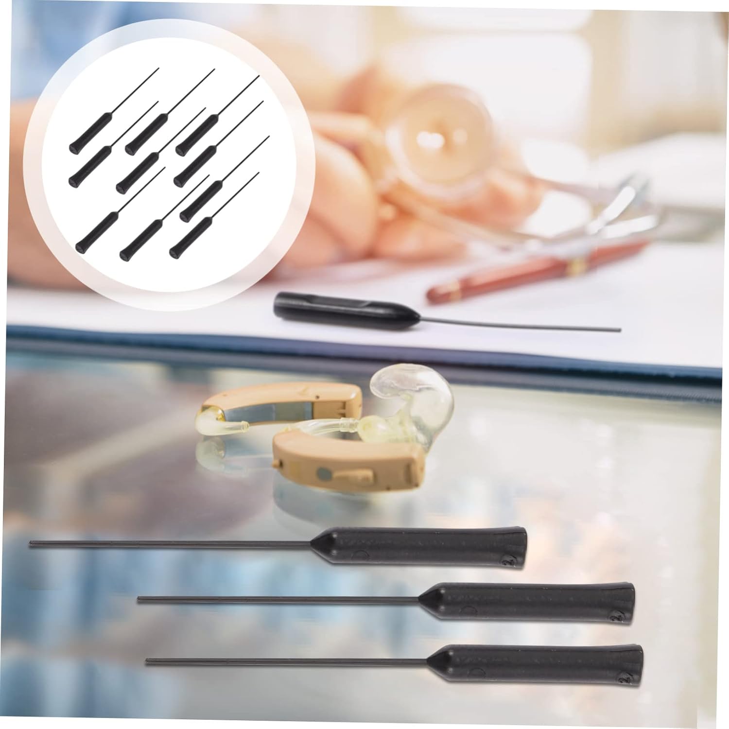 Outanaya 20pcs Hearing Amplifier Cleaning Rods Tools for Earwax Removal Multi-Functional Cleaning Accessories for Amplifiers and Ear Care Portable and Design