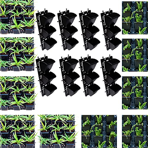 Image of Bio Blooms Vertical Wall Hanging Garden Pots 8 Panel 24 PotsEasy Installation Drainage Design Indoor Outdoor Use for Vegetables Herbs Flowers M2 Model
