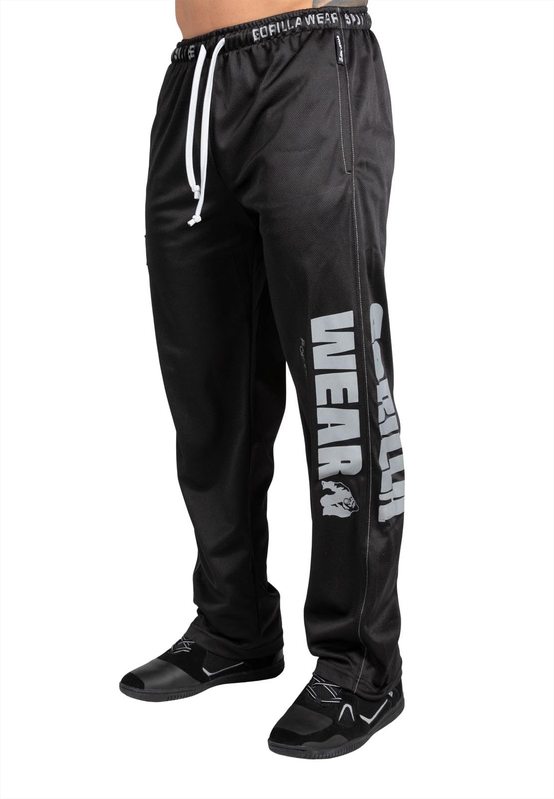 Gorilla Wear Men's Black Logo Mesh Pants Tracksuit Bottoms, Xl