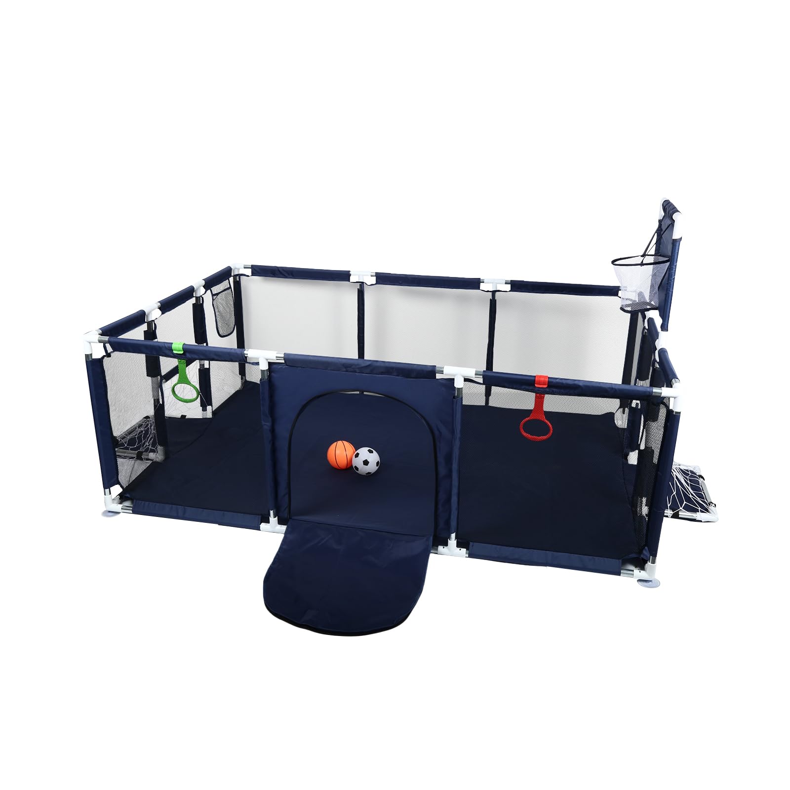 Cucciolo da pollici con porta, parco per cuccioli o cani piccoli, lavabile in lavatrice, interno/esterno (180 x 120 x 66 cm (blu navy)(C))