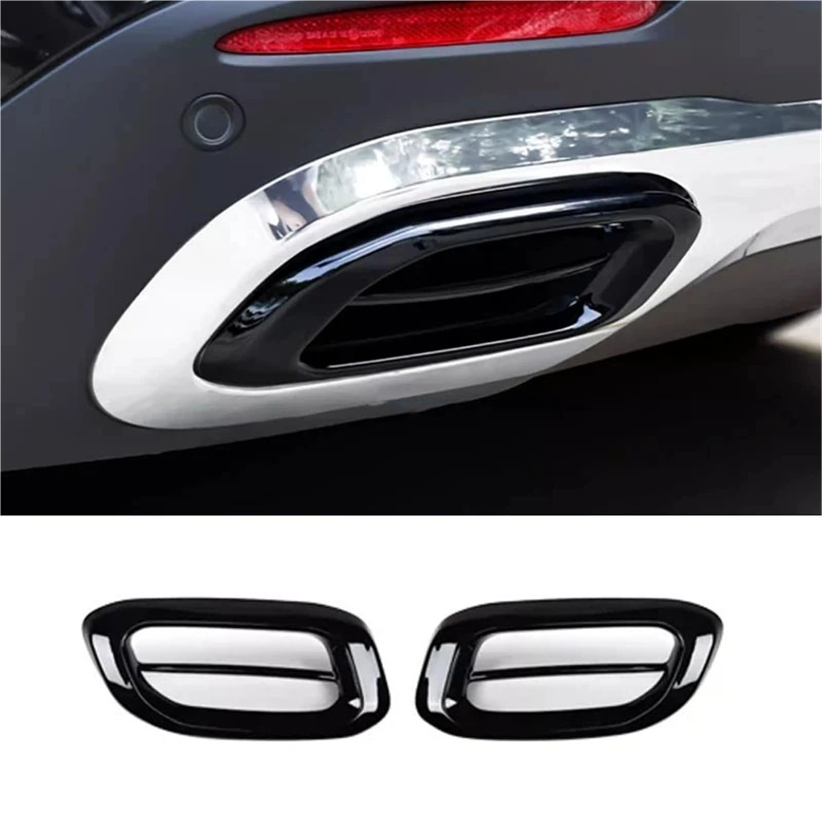 2 Sztuk Car Styling Końcówka Tłumika Rury Wydechowej Tylna Pokrywa Gardła Kompatybilny Z GLE GLS Klasa W167 V167 X167 2020 + Akcesoria(Black)
