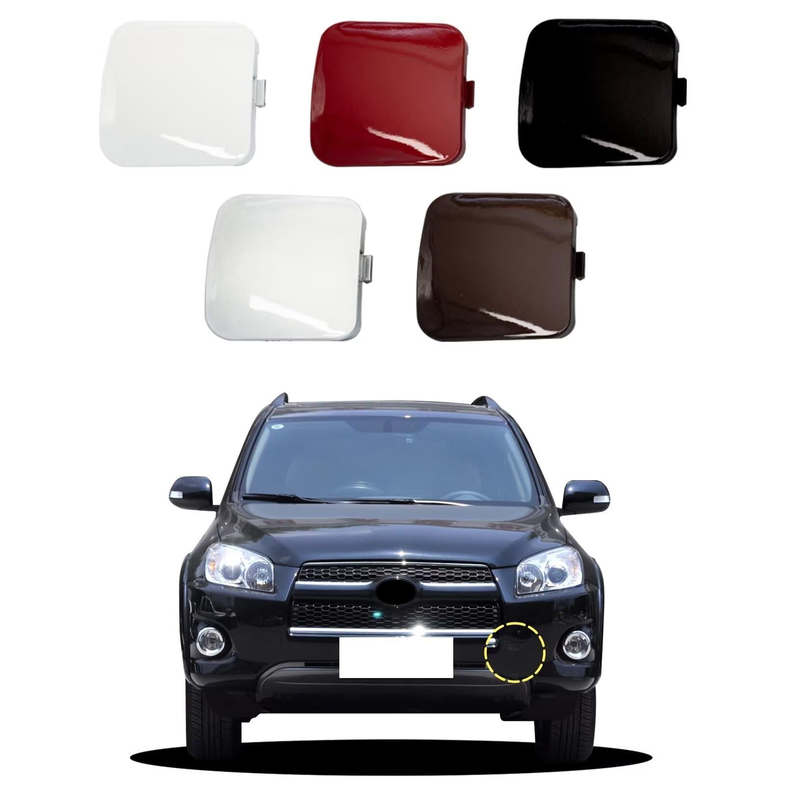 Goholy Front Bumper Tow Hook Cover Compatible with Toyota RAV4 2011 8th 2012 2013.7th Trailer Cover Cap 53286-0R040 53285-0R040 Trailer Cover Towing