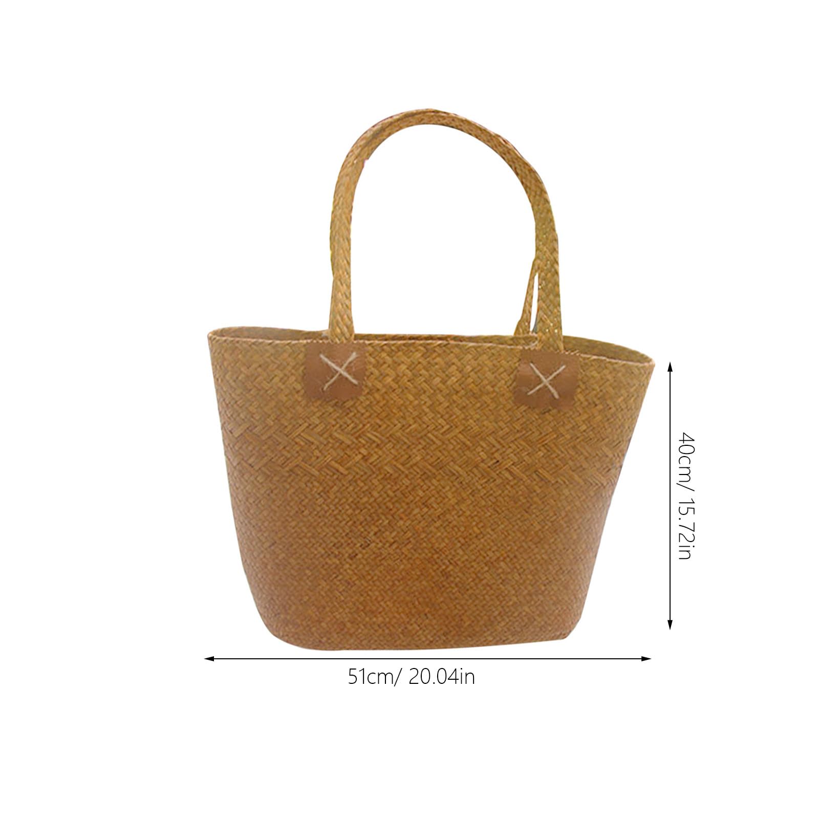 COLLBATH Sac en paille tissée à la main jaune motif floral Petit panier en osier pour pique-nique et plage Sac d'été multifonction pour femme Panier décoratif