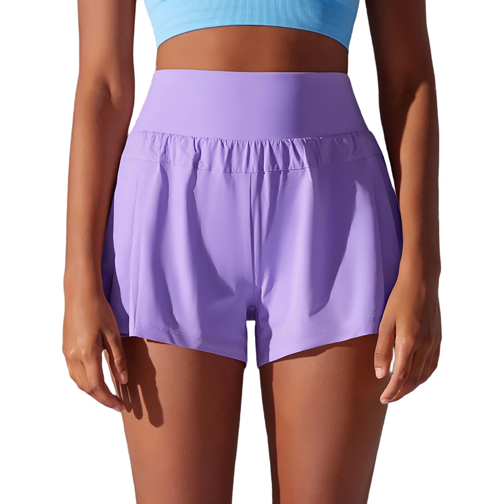 Pantalones Cortos Para Correr Para Mujer, Pantalones Cortos Deportivos De Cintura Alta Y Secado Rápido, Pantalones Cortos De Yoga Para Tenis Con Malla Transpirable De Doble Capa