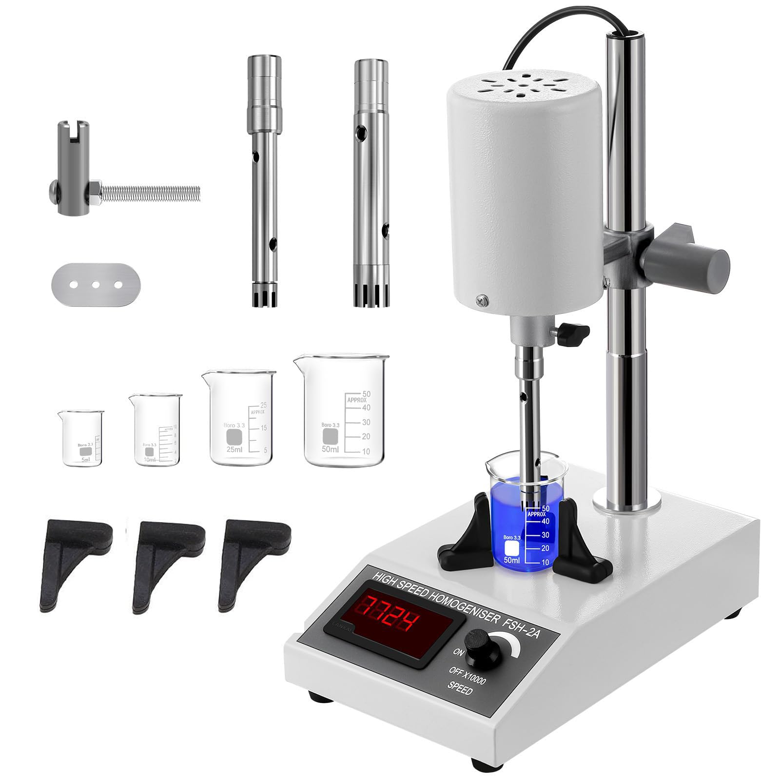 Homogenizator O DużEj PręDkośCi, Laboratoryjny Dyspergator Emulgator, 8000-22000 Obr./Min. Regulowana PręDkość, 5-1000 Ml PojemnośCi Przetwarzania, Z 2 GłOwicami Roboczymi