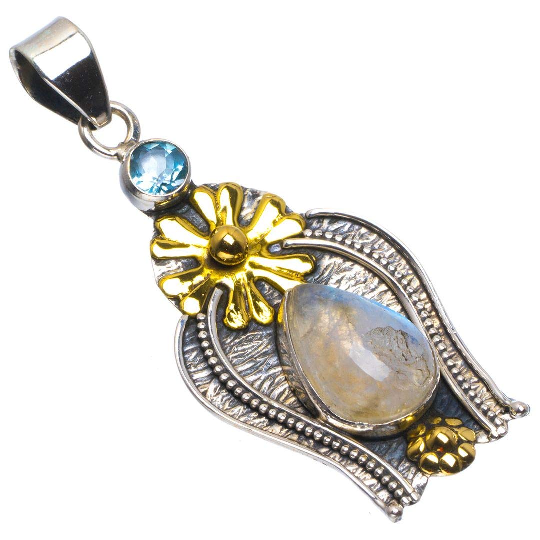 Pendentif moonstone bleu en argent 925 véritable pour look élégant - 8